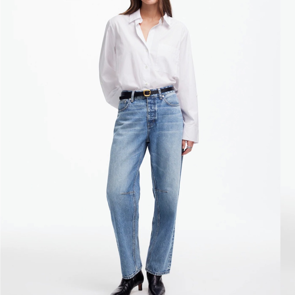 Nwt! Madewell Light Blue Barrel Leg Darted Jeans Size 33